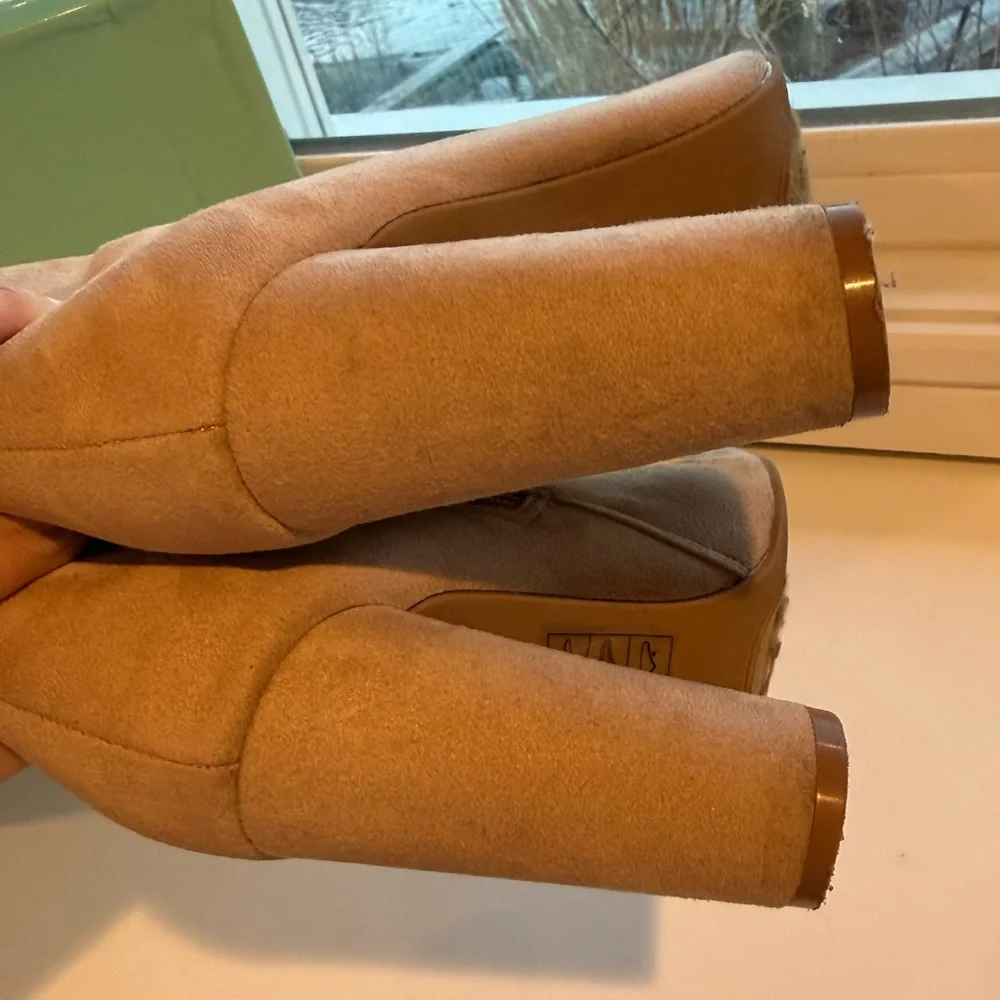 HRH Beige Suede High Heel Ankle Boots - Picture 5 of 5